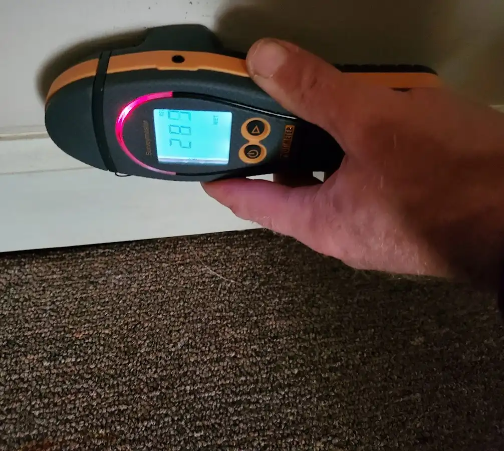 Moisture detection at baseboard during Burst Pipe Cleanup in Princeton